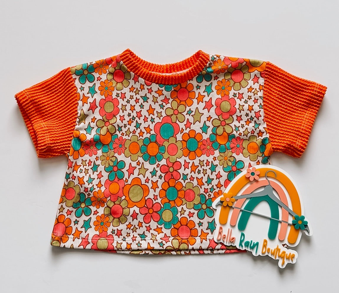 9-12M Floral Color-blocked Oversized Tee