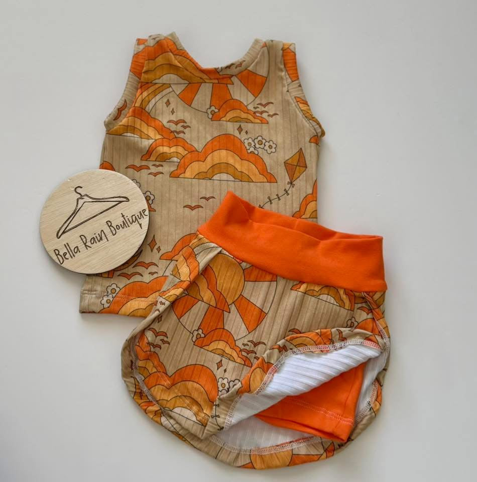 6-9M Orange Sunrise Skort Set