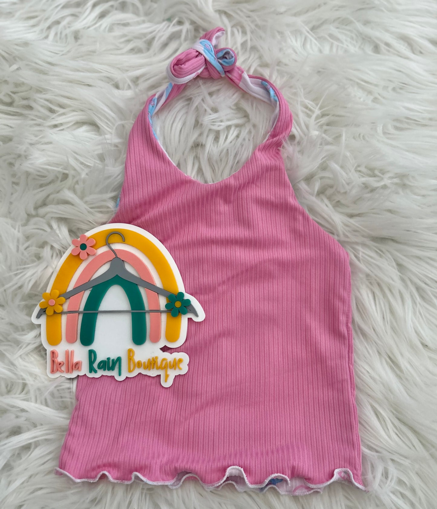 4T By The Seashore Seashell Reversible Pink Halter Top