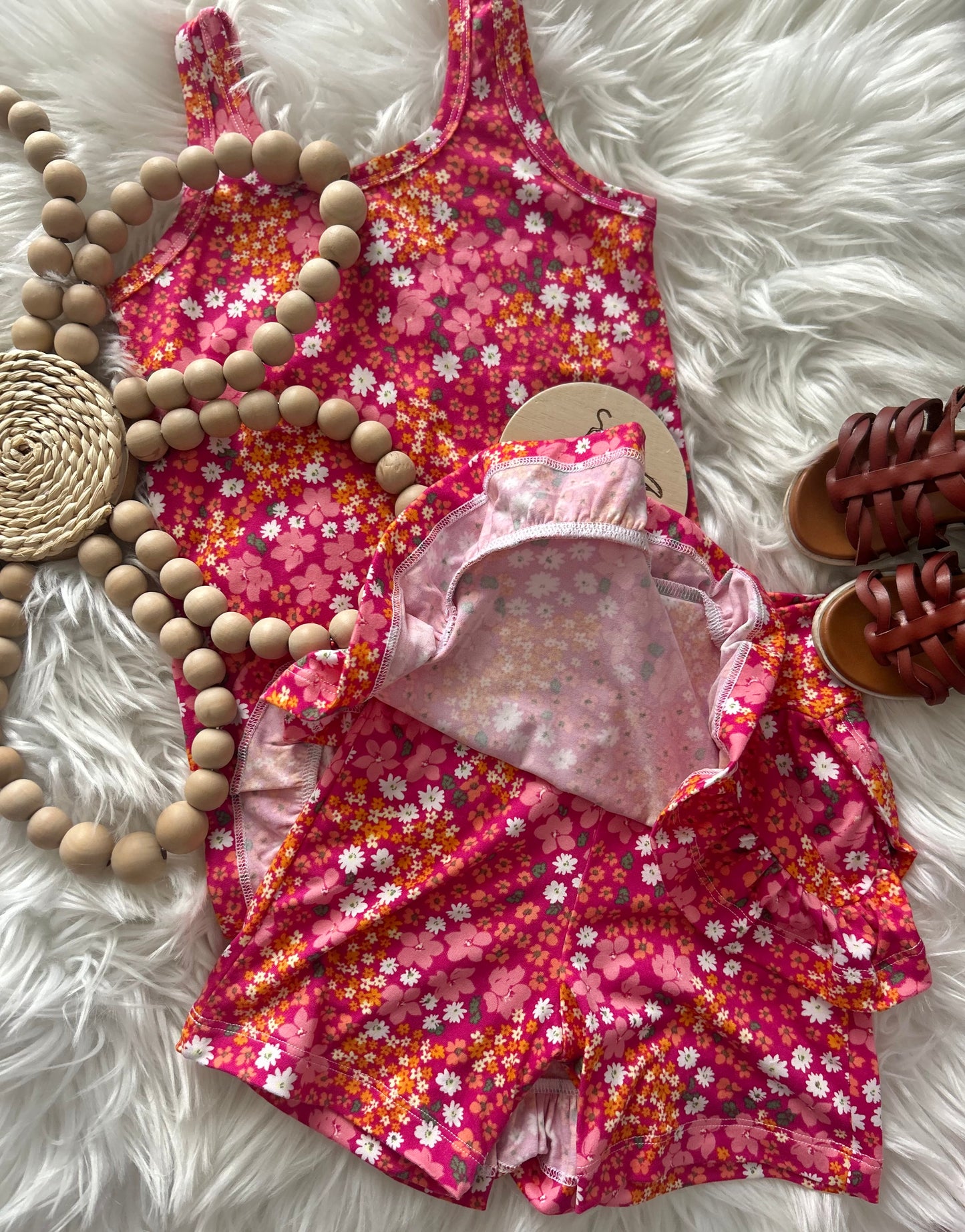 4T Pink Floral Summer Ruffle Skort Set