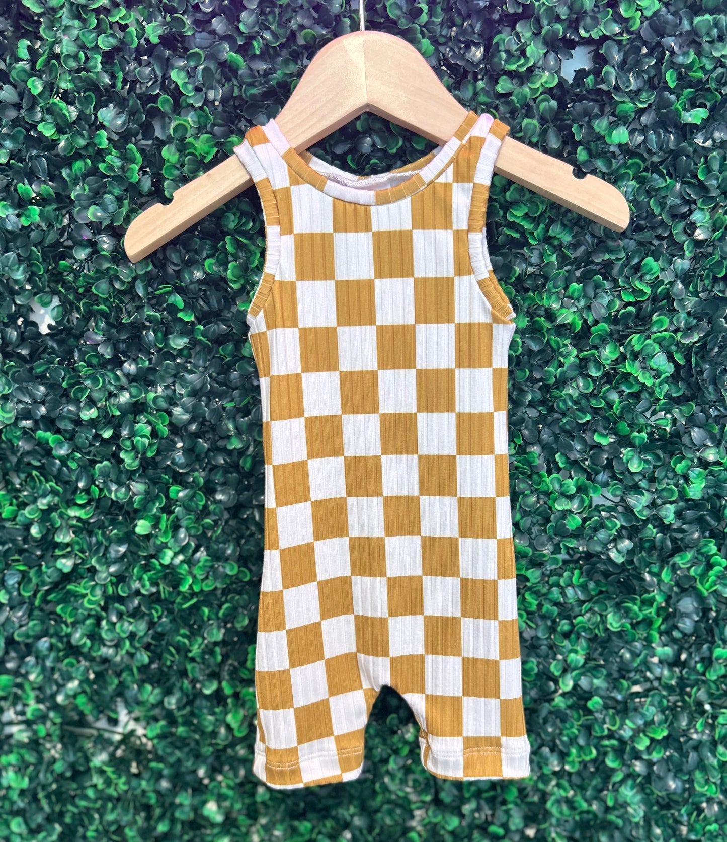 3-6M Gender Neutral Checkered Ollie Romper
