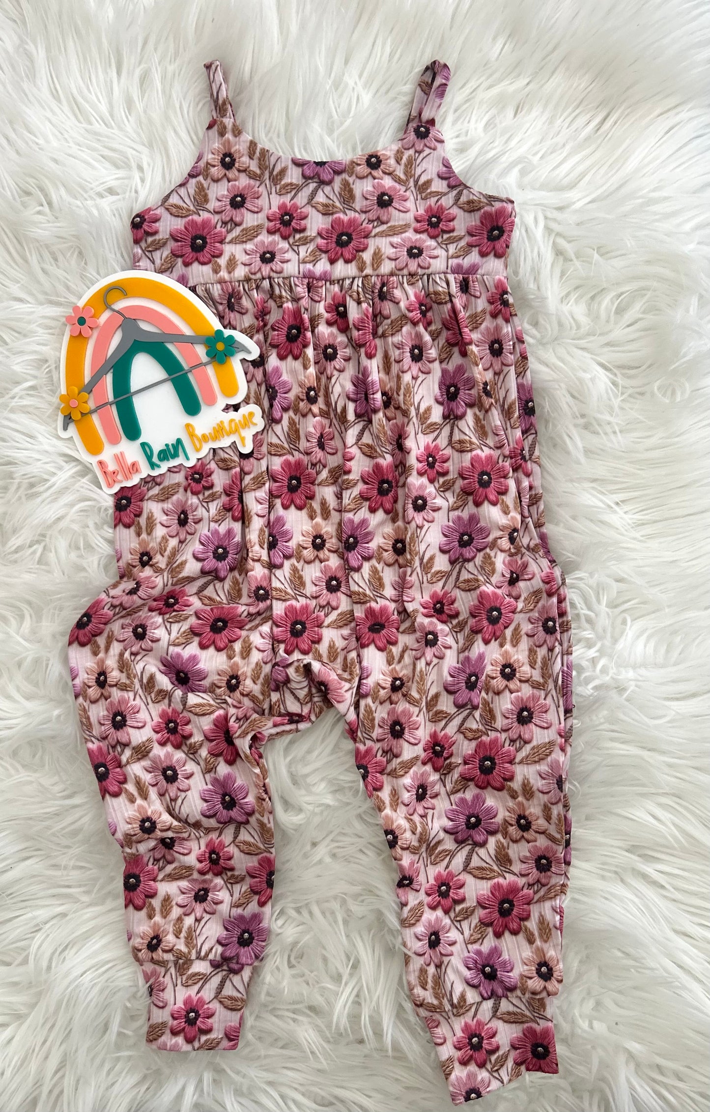 2T Pink & Purple Floral Strappy Romper