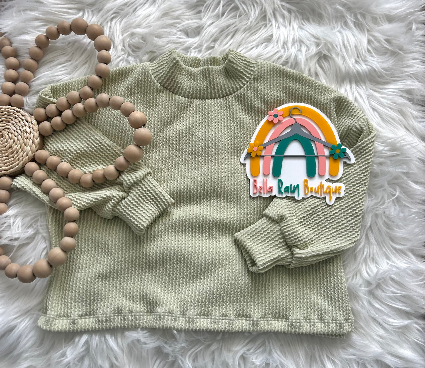 3T Spring Solid Green Mock Neck Crop Sweater