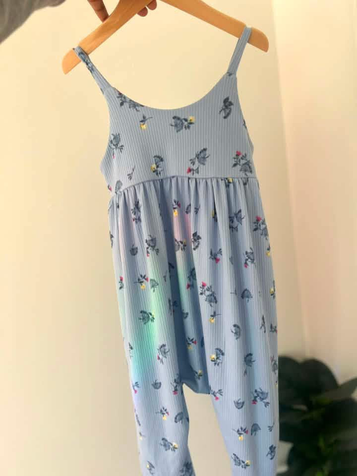 3-6M Blue strappy romper