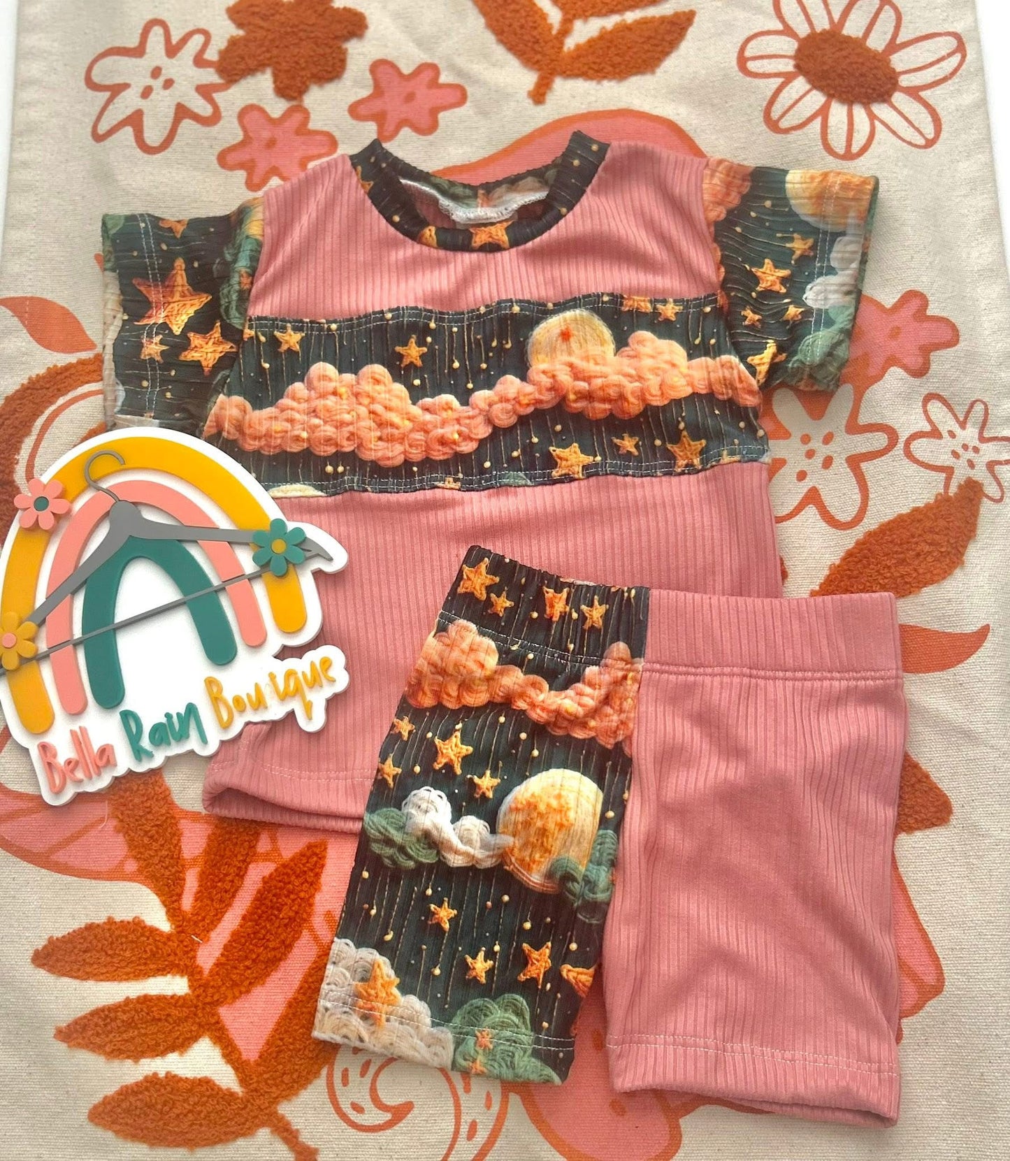 3-6M Color Block Tee and Biker Shorts Set