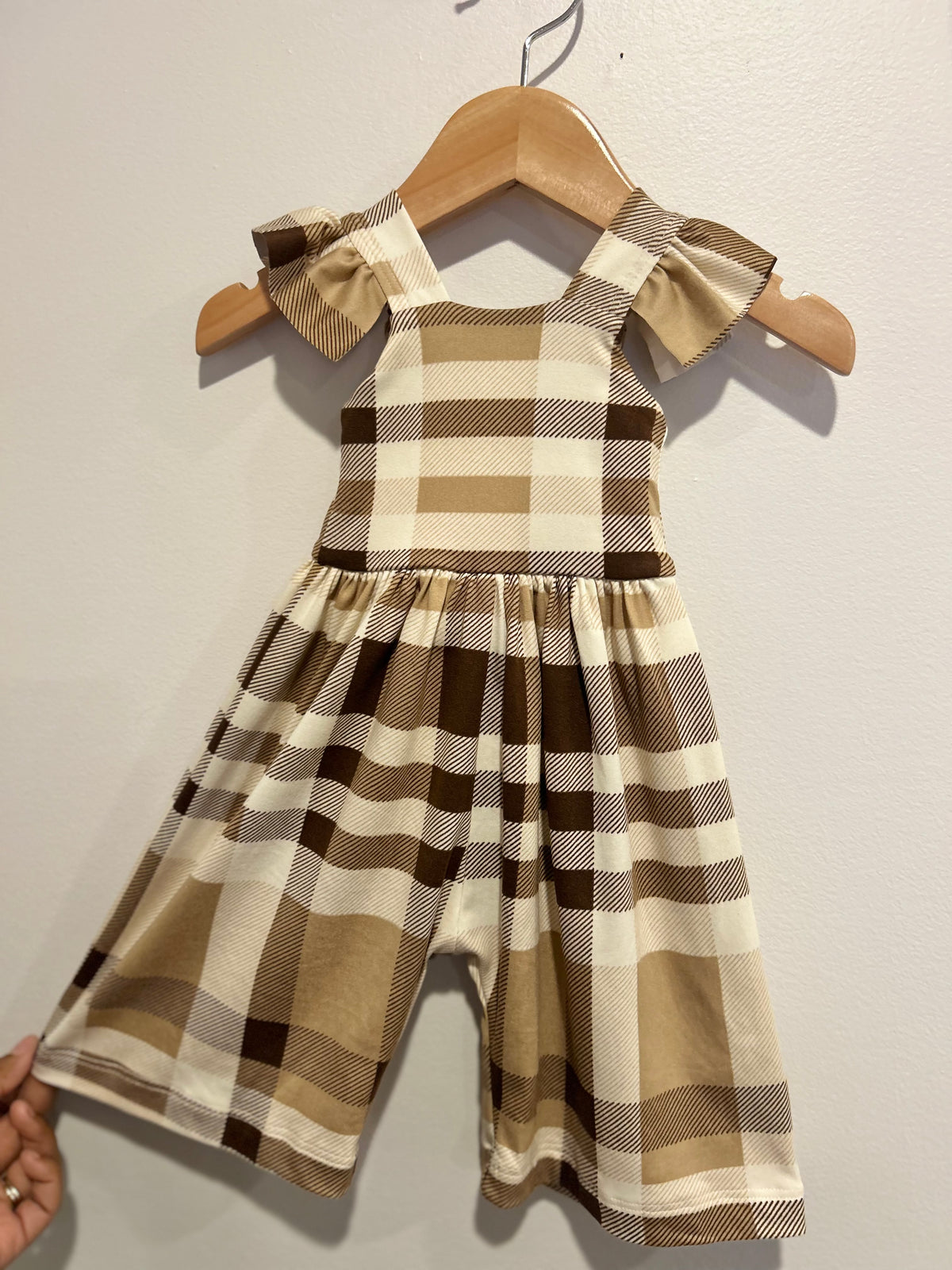 18-24M Fall Plaid Romper With Ruffles