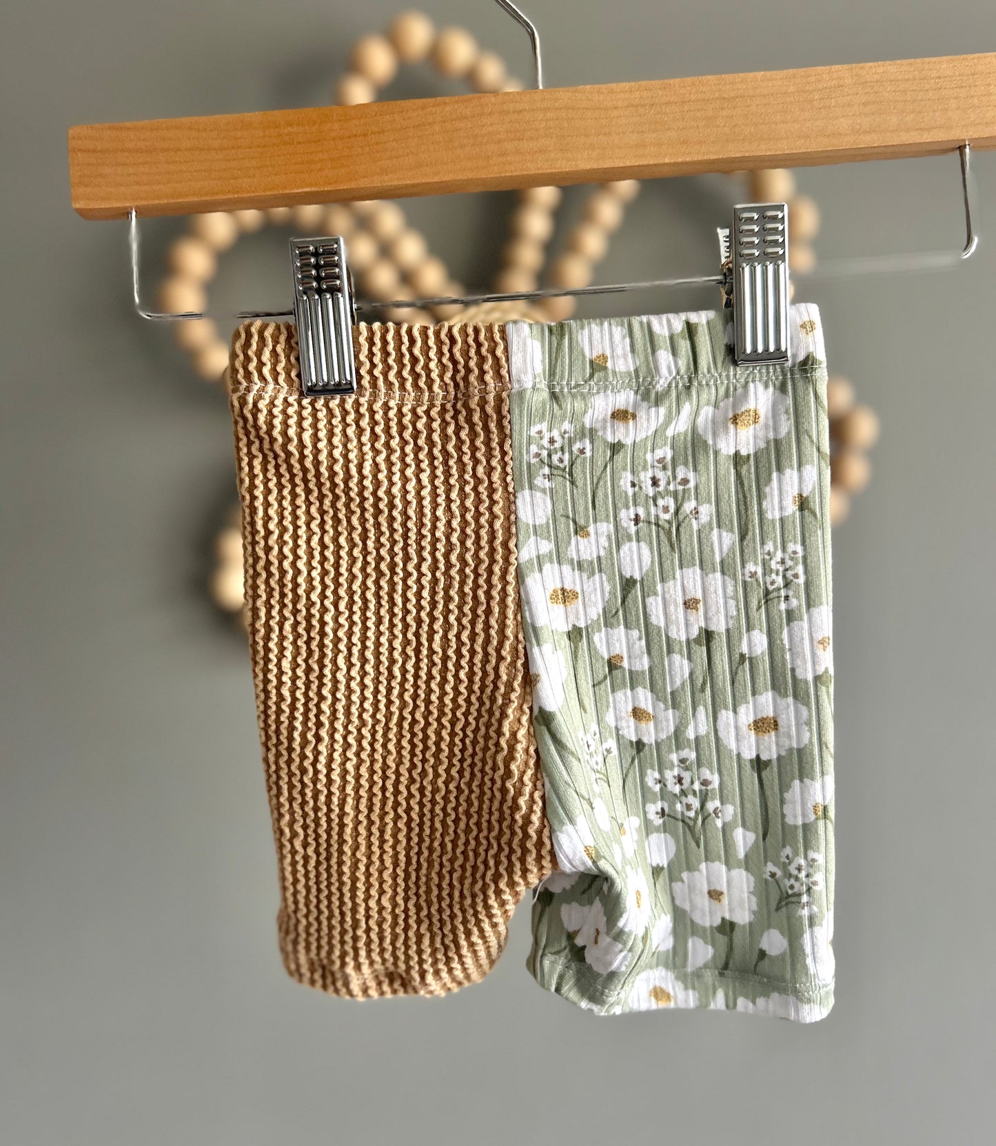 9-12M Sage Spring Floral Color-blocked Biker Shorts