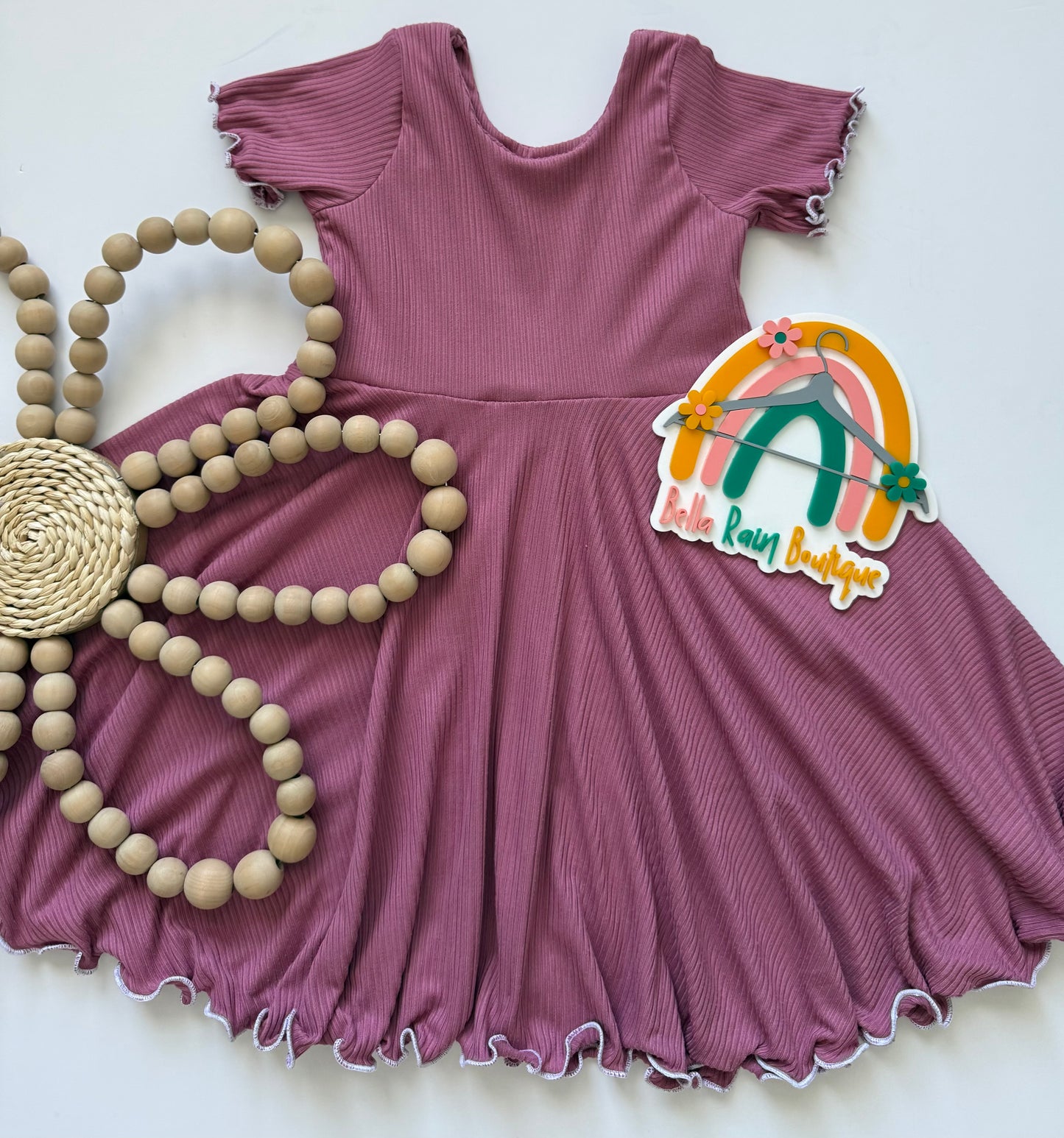 Mellow Mauve Lettuce Hem Spring Twirl Dress