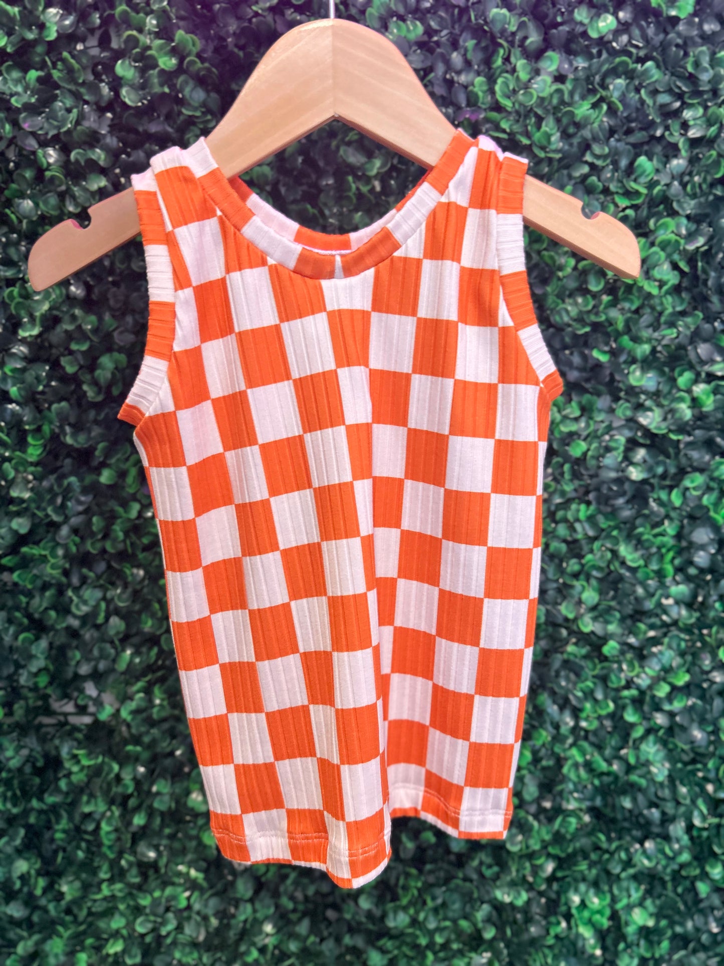 2T Summer Orange Checkered Tank