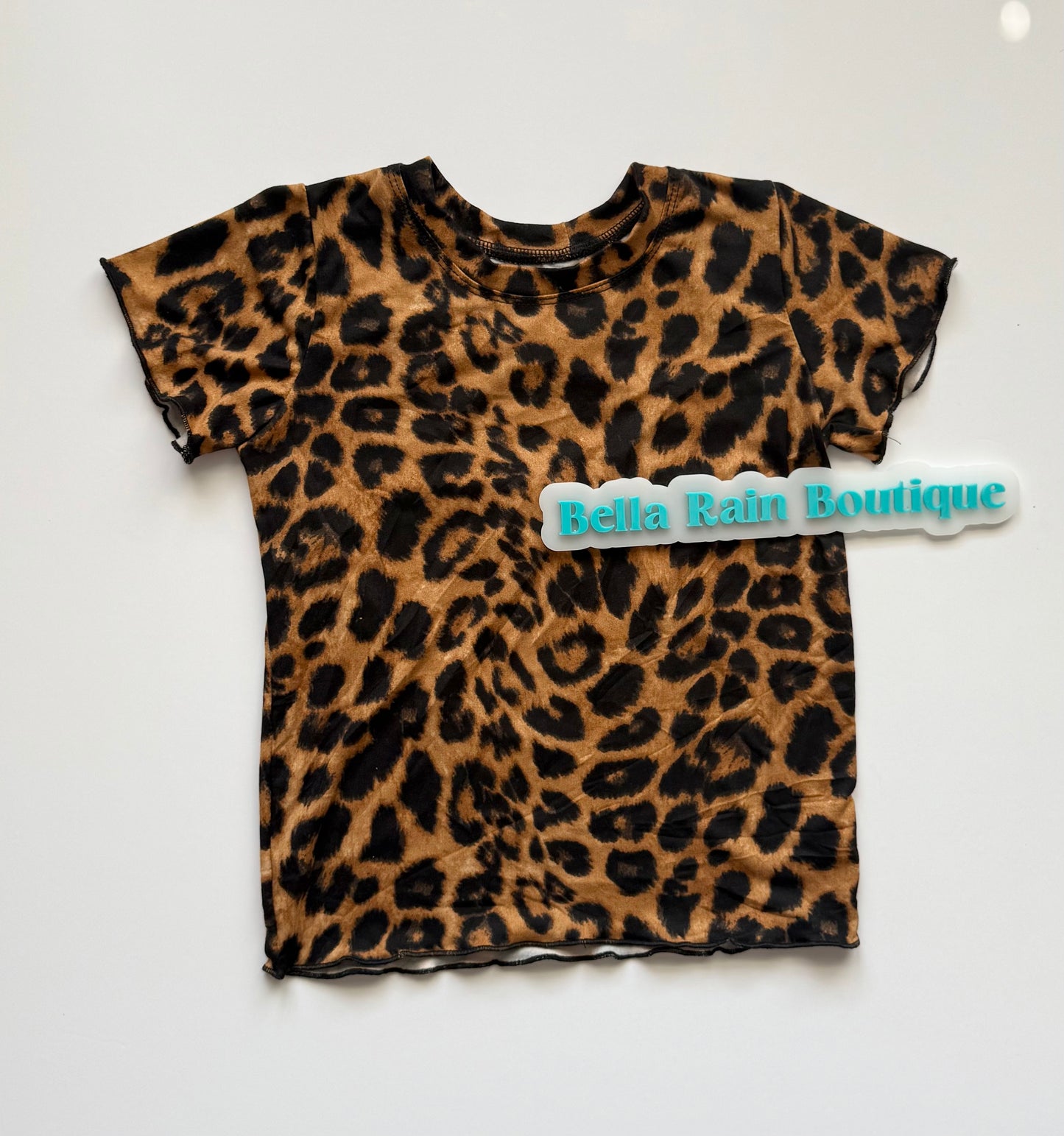 5T Cheetah lettuce hem tee & skirt