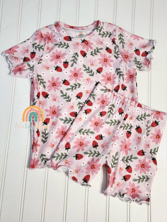 18-24 Strawberry Basic Tee & Bikers Set