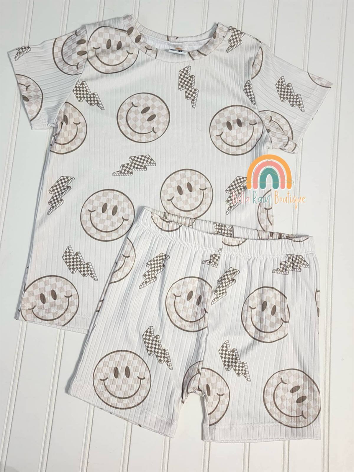 5T Neutral Smiley Basic Tee & Shorts Set