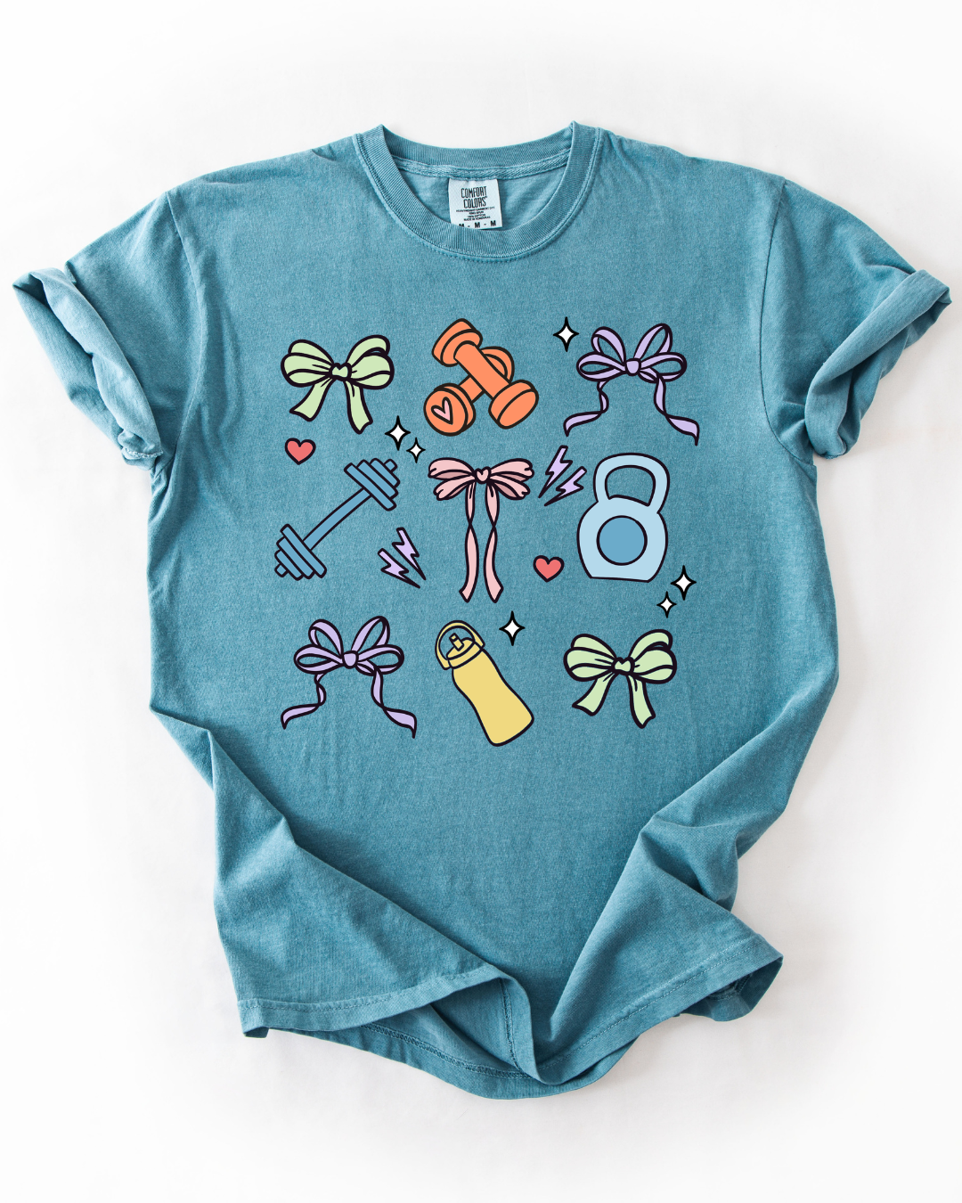 Adult Unisex Ice Blue Gym Girly Graphic Tee