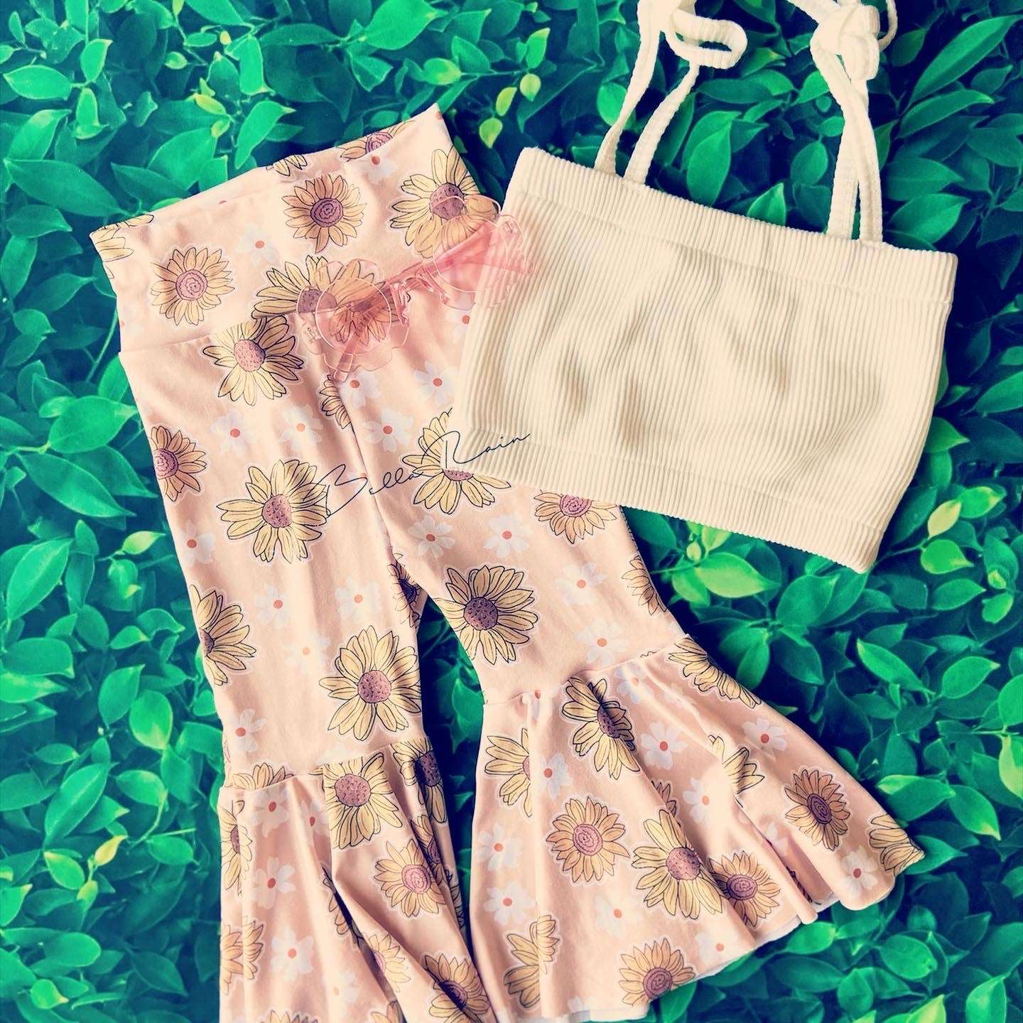Sunflower Boho bell bottoms for kids
