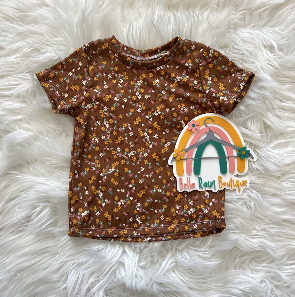 18-24 orange floral basic tee