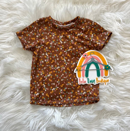 18-24 orange floral basic tee