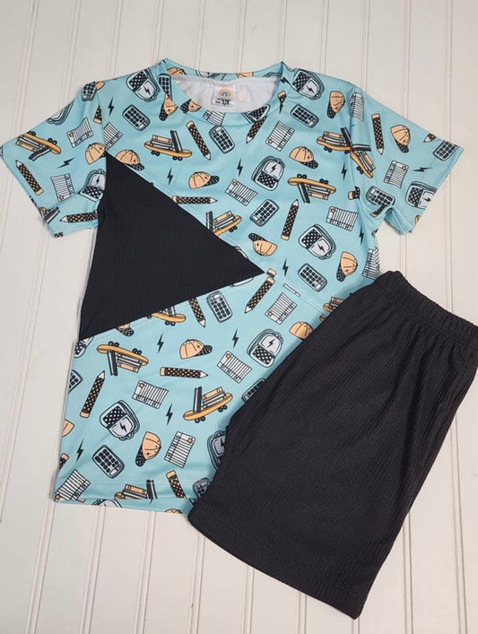 7/8 Colorblock tee & short set