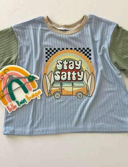 5T Stay Salty Oversized Graphic Tee And Jogger Short Set