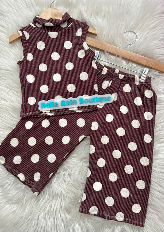 2T Polka Dot Mock Neck Tank and Wide Leg Pants