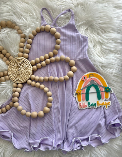3T Solid Lavender Purple Cross Back Lettuce Hem Dress