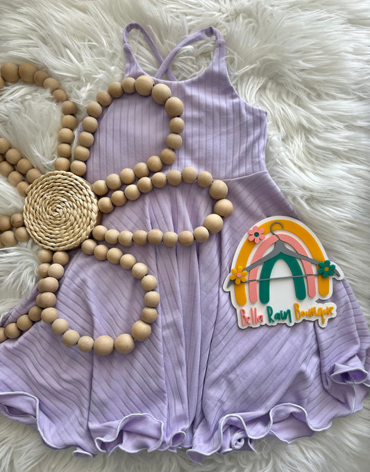 3T Solid Lavender Purple Cross Back Lettuce Hem Dress