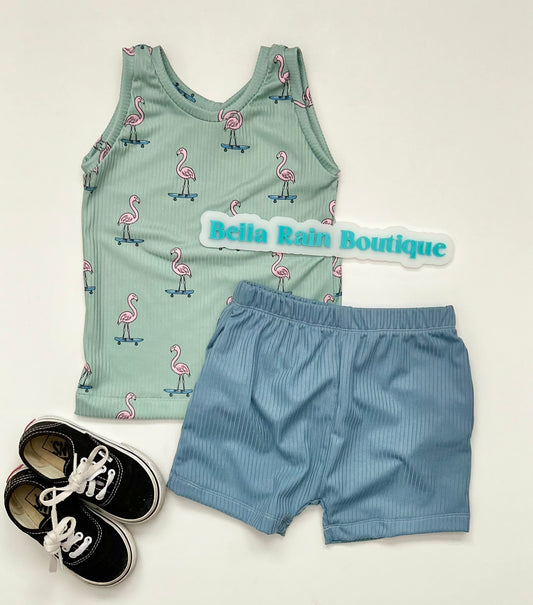 Flamingo tank & shorts set