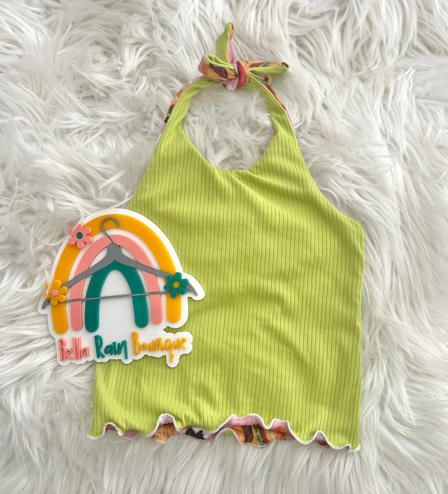 18-24M Burger & Fries Reversible Green Halter Top