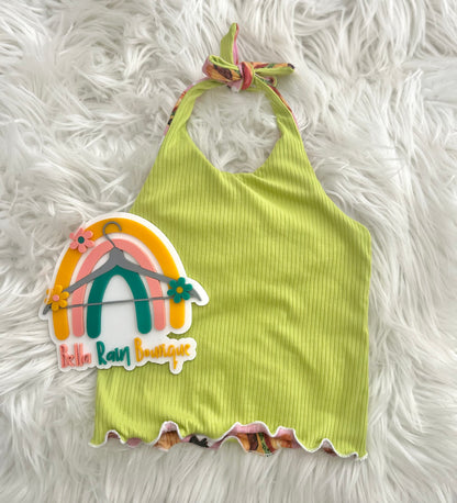 18-24M Burger & Fries Reversible Green Halter Top
