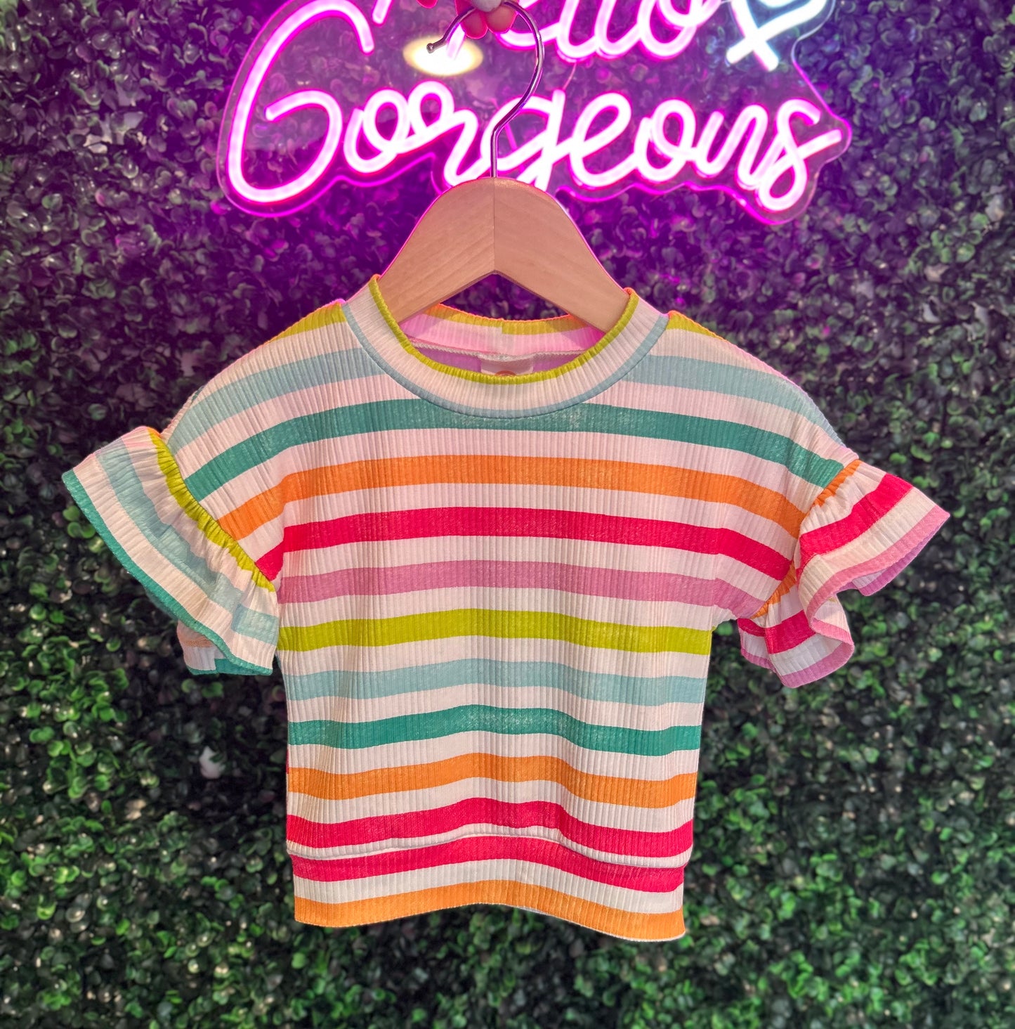 6-9M Colorful Stripe Ruffle Dolman