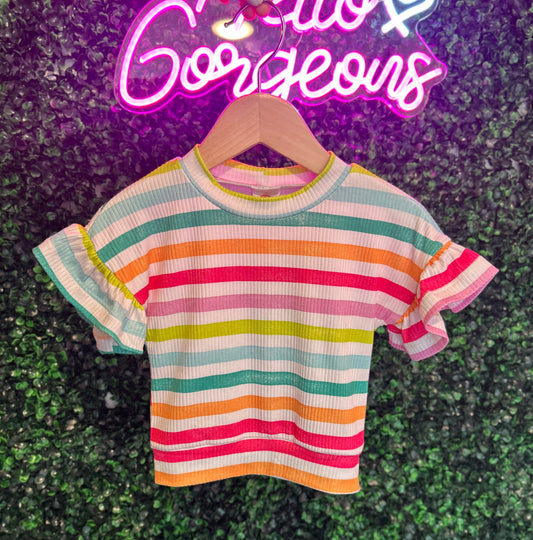 6-9M Colorful Stripe Ruffle Dolman