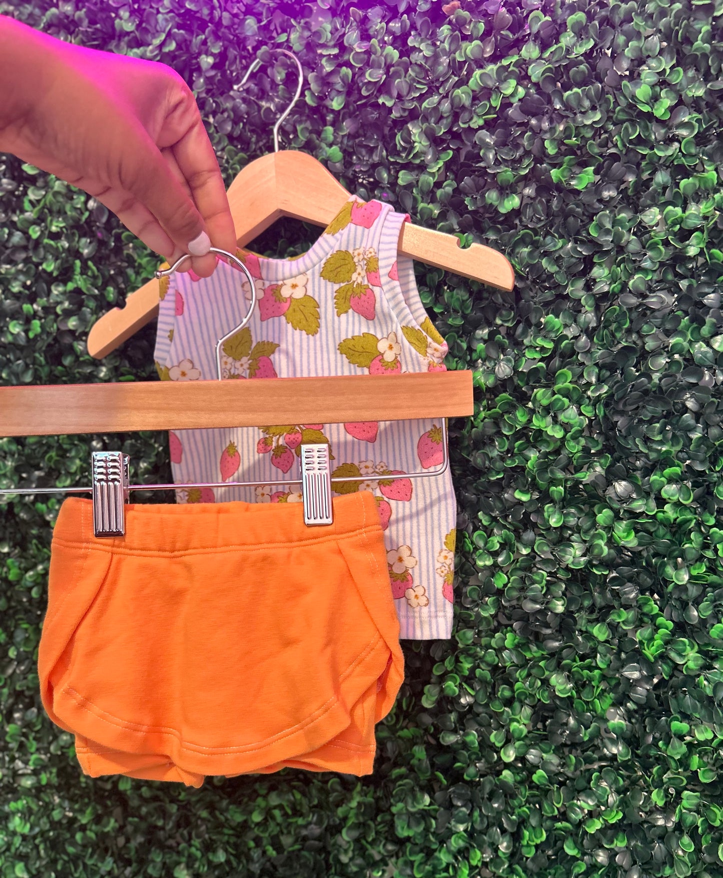 6-9M Organic Cotton Strawberry Tank & Solid Skort