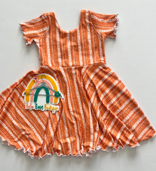 3T Pumpkin Twirl Dress with Lettuce hem