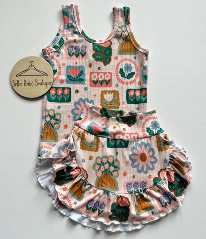 3T Floral Frames Skort Set