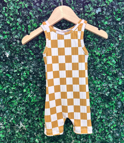 3-6M Gender Neutral Checkered Ollie Romper
