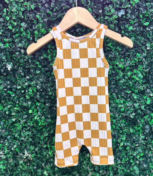 3-6M Gender Neutral Checkered Ollie Romper