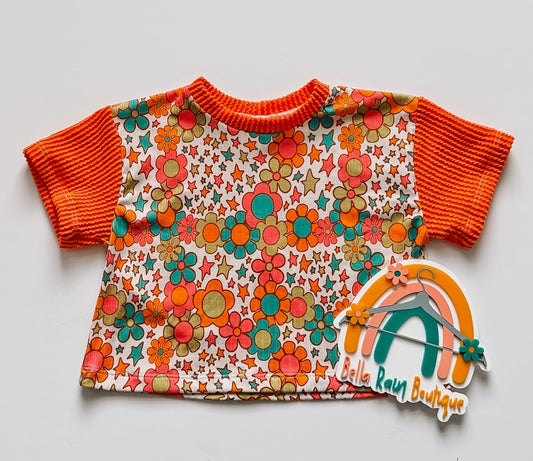 9-12M Floral Color-blocked Oversized Tee