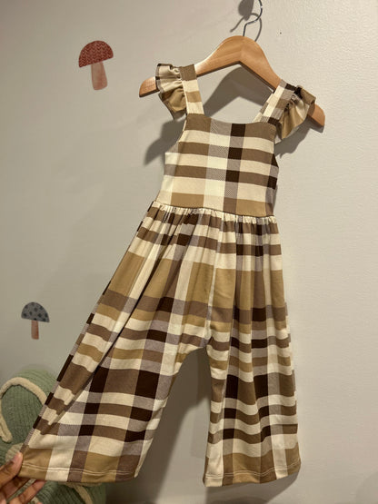 18-24M Fall Plaid Romper With Ruffles
