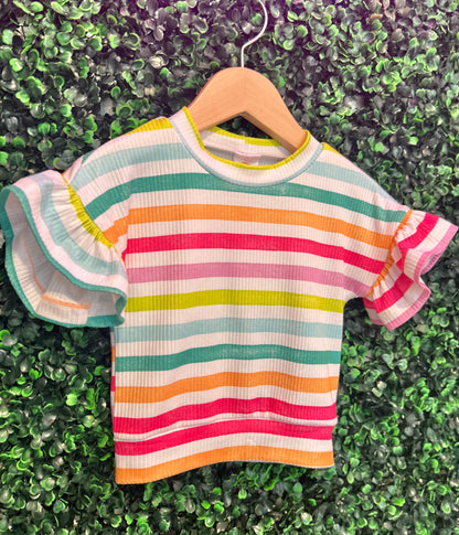 6-9M Colorful Stripe Ruffle Dolman
