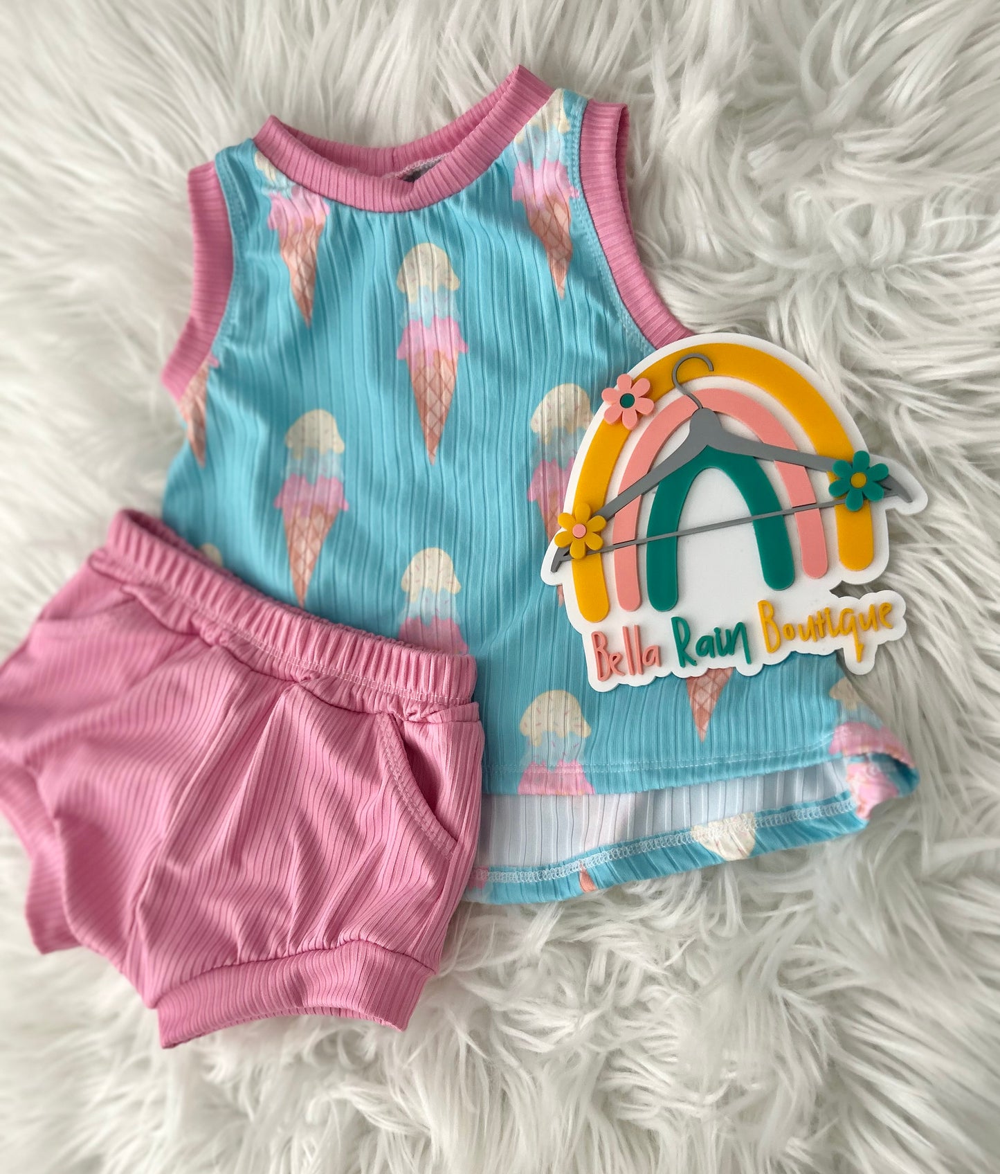 18-24M Ice Cream Swing Top & Pink Pocket Shorties Set