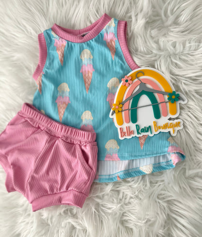 18-24M Ice Cream Swing Top & Pink Pocket Shorties Set