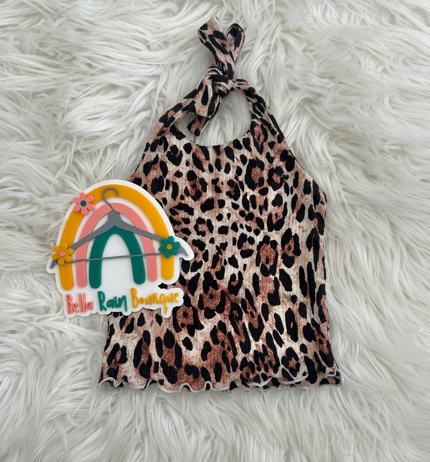 2T Cheetah Animal Print Reversible Halter Top