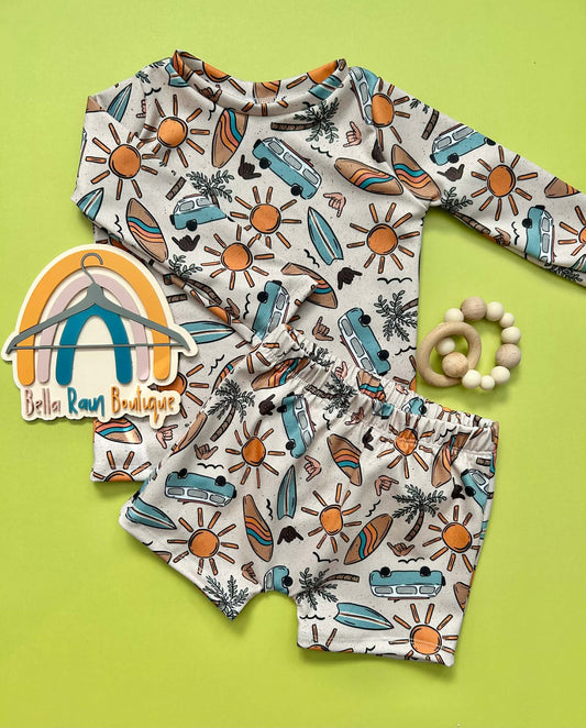 12-18M Beach Bum Rashguard and Swim Trunks
