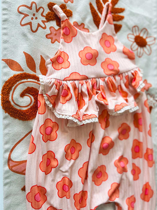 3T Open Back Romper With Lace