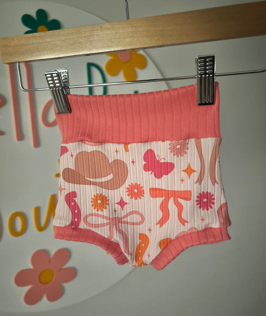 9-12M Color Blocked Pink Western Bummies