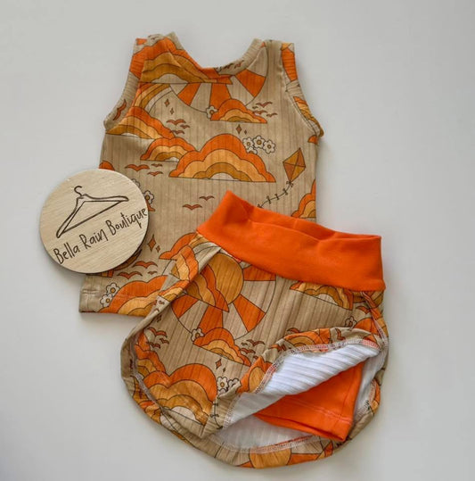 6-9M Orange Sunrise Skort Set