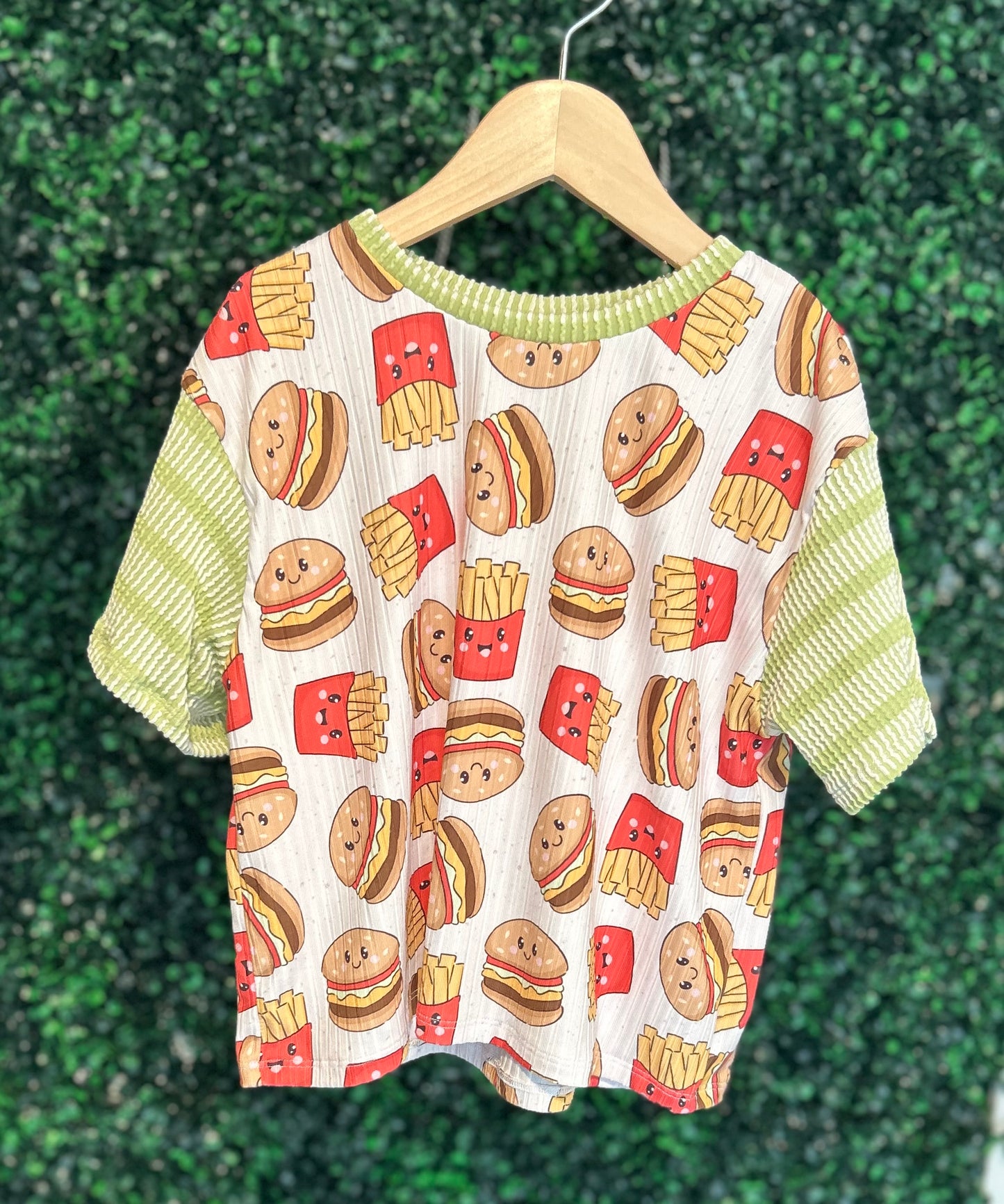 4T Color blocked Hamburger & Fries Oversized Tee