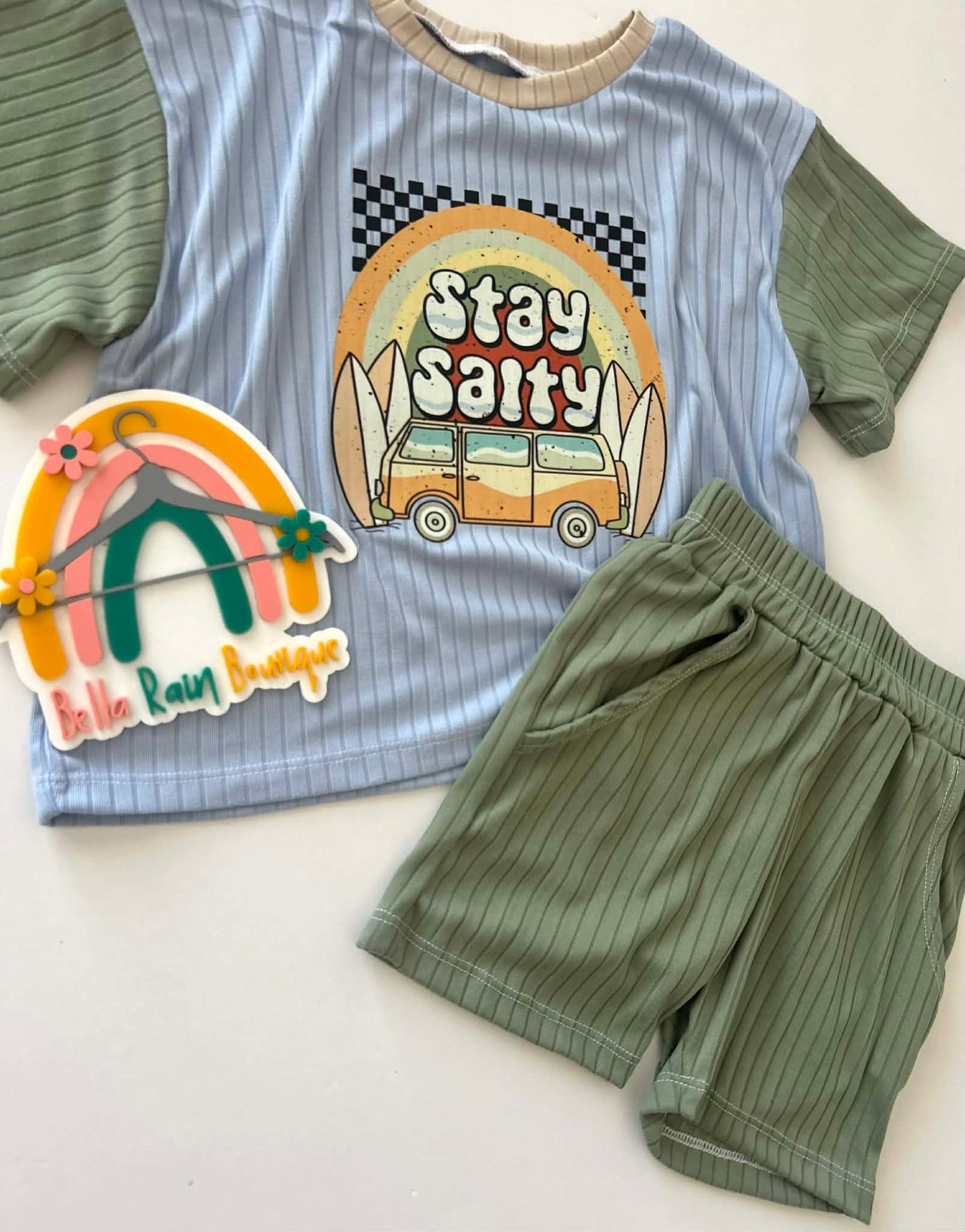 5T Stay Salty Oversized Graphic Tee And Jogger Short Set
