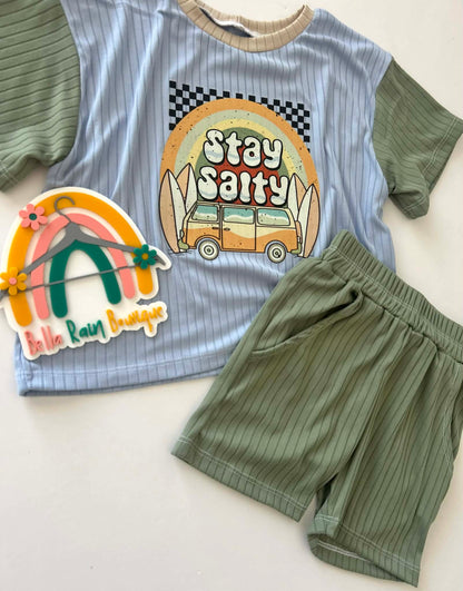 5T Stay Salty Oversized Graphic Tee And Jogger Short Set