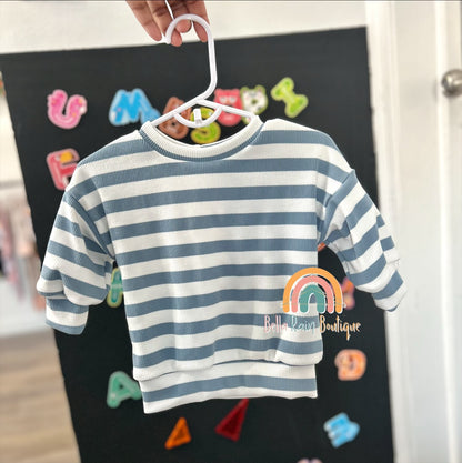 3-6M Blue Stripe Cozy Oversized Sweater