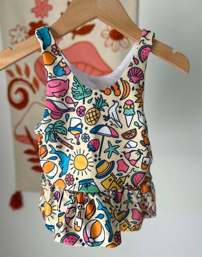 5T Flamingo Beach Swim Tank and Ruffle Swim Bottoms
